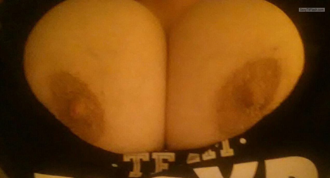 Tit Flash: Wife's Extremely Big Tits (Selfie) - WorshipmyTITS from United States
